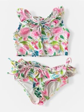 SweetHoney Floral Ruffle Two-Piece Bikini Swimsuit size 4T